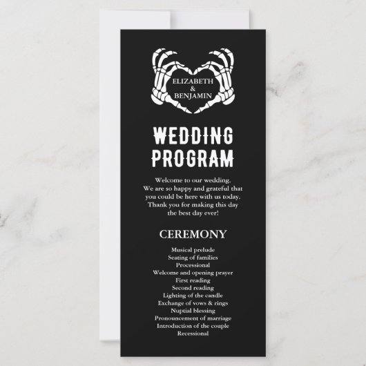 Til Death Skeleton Black Long Wedding Programme (Devant)
