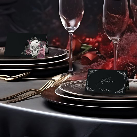 Til Death Waterverf Schedel Roos Gotische Bruiloft