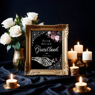 Til Death Waterverf Skelet Hand Gastenboek Poster