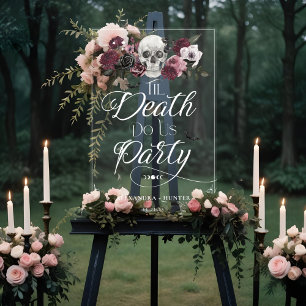 Til Death Waterverf Skelet Roos Gotische Bruiloft Acryl Bord