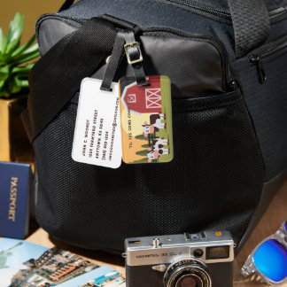 Til the Cows Come Home Two Cows Red Barn Sunrise Bagagelabel