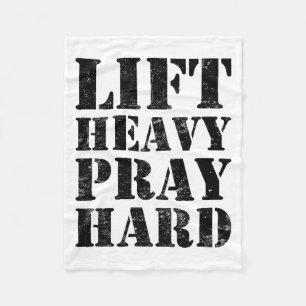 Til zwaar Bid hard Gym Christelijke quote  Fleece Deken