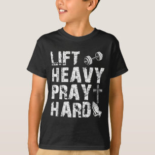 Til zwaar Bid hard Gym Workout Christelijk Cadeau T-shirt