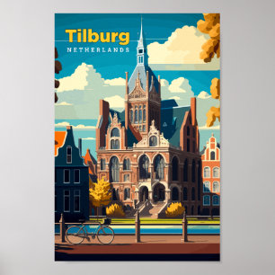 Tilburg Netherlands Travel Art Vintage Poster