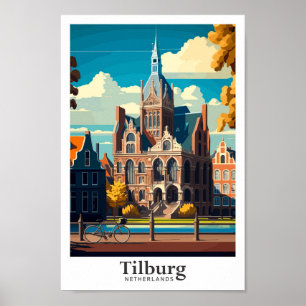 Tilburg Netherlands Travel Illustration Poster