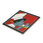 Tile  Advertisement Chef Waiter Tea profiel Tegeltje (Zijkant)