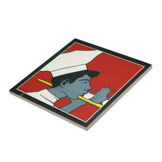 Tile  Advertisement Chef Waiter Tea profiel Tegeltje (Zijkant)