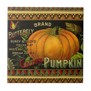 Tile Butterfly Pumpkin Product Label Tegeltje