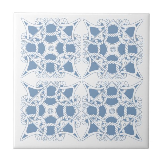 Tile Celtic Mariner Knot Ropes Halyard Zee Blue Tegeltje (Voorkant)