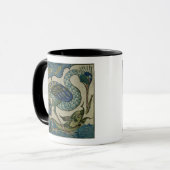 Tile design of heron and fish, by Walter Crane Mok (Voorkant links)