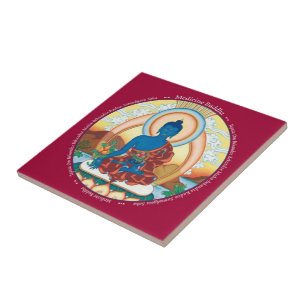 Tile - Medicine Buddha met Mantra Tegeltje