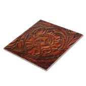 Tile met gelooid leder tegeltje (Zijkant)