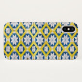 Tile Mosaic Flower Pattern Yellow Blue Case-Mate iPhone Case (Achterkant (horizontaal))
