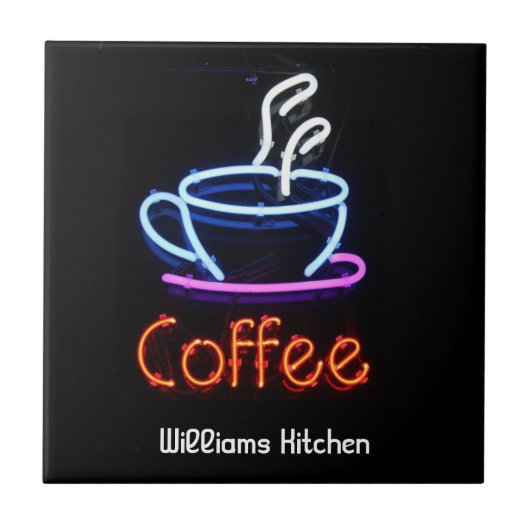 Tile Neon Coffee Sign Tegeltje (Voorkant)