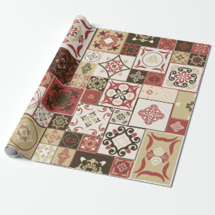 Tile PATTERN uit marsala-brown-beige stijl Morocc Cadeaupapier