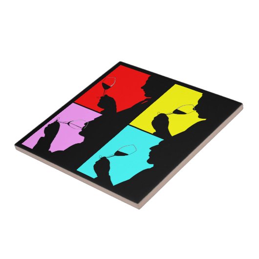 Tile retro Bold Quad pop art Wine Tasting Trivet Tegeltje (Zijkant)