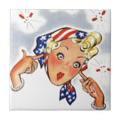 Tile Retro  Firecracker Lady Pop Art Tegeltje (Voorkant)