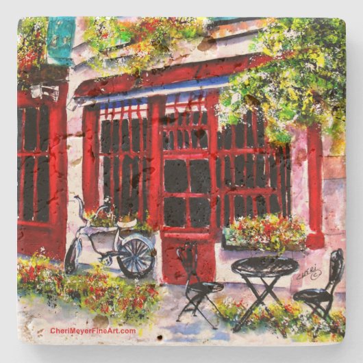 Tile - Rouge Porte' Cafe' Stenen Onderzetter (Voorkant)