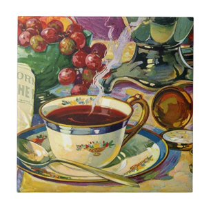  Tile Trivet still Life Morning Coffee Tegeltje