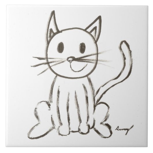 Tile van geslepen Kat Tegeltje (Voorkant)