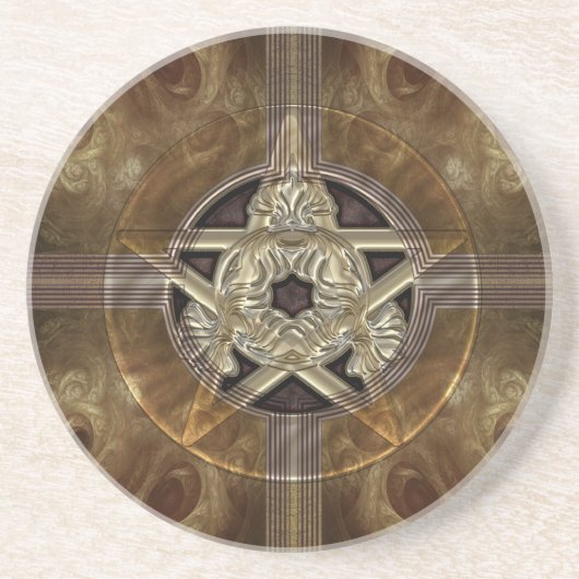 Tiled Fractal Pentacle Sandstone Onderzetter (Voorkant)