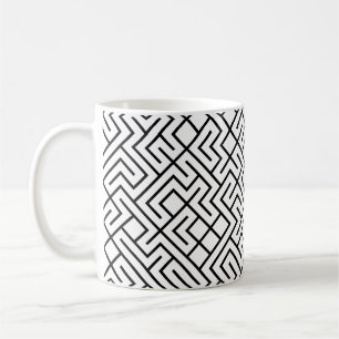 Tiled Lines Generatief (Zwart op Wit) Uniek Koffiemok