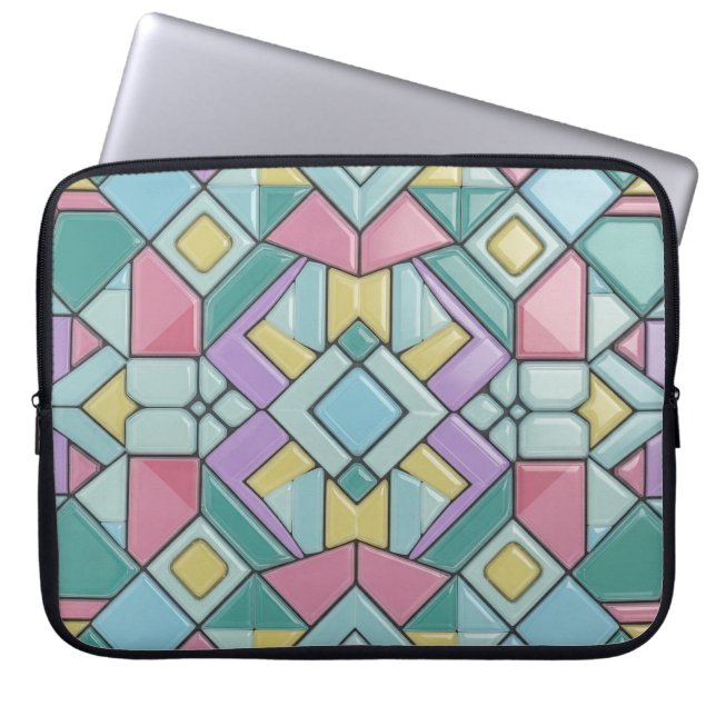 tiled pastel laptop sleeve (Voorkant)