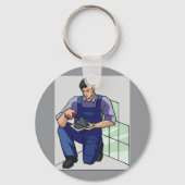 Tiler op het werk sleutelhanger (Achterkant)