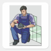Tiler op het werk vierkante sticker (Voorkant)