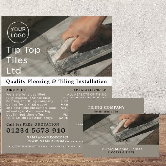 Tiling Trowel, Floorer, Tile Installer Adverteren Flyer