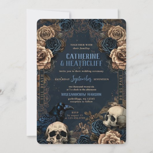 Till Death Blue Goth Wedding Invitation (Devant)