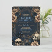 Till Death Blue Gothic bruiloft uitnodiging (Staand voorkant)