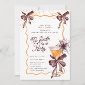 Till Death Bow Cocktail Halloween Bacheloerette Kaart (Voorkant)