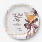 Till Death Bow Cocktail Halloween Bachelorette Papieren Bordje (Voorkant)