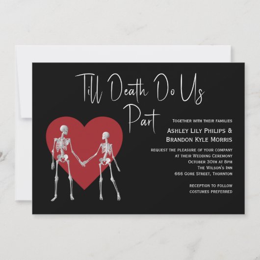 Till Death Do ons Part Skeleton Black Weddenschap Kaart (Voorkant)