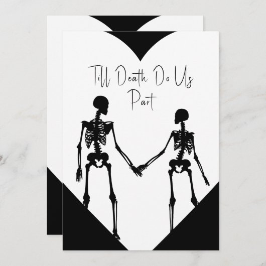 Till Death Do ons Part Skeleton Weddenschap White Kaart (Voorkant / Achterkant)