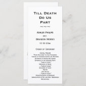 Till Death Do ons Part Skeleton Weddenschap White Programma (Voorkant / Achterkant)