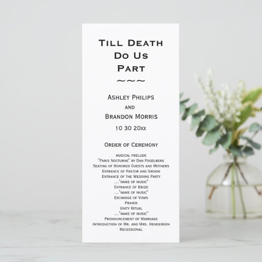 Till Death Do ons Part Skeleton Weddenschap White Programma (Staand voorkant)