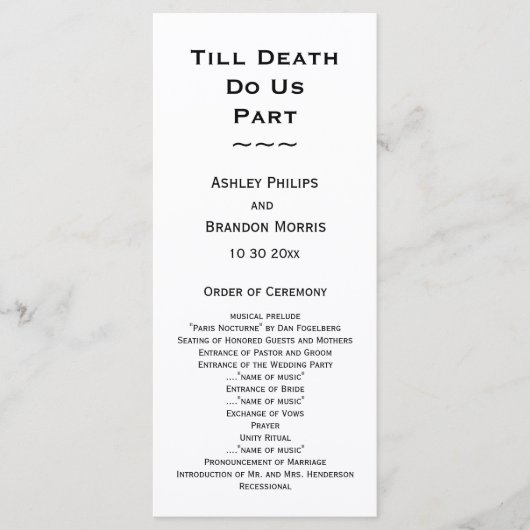 Till Death Do ons Part Skeleton Weddenschap White Programma (Voorkant)