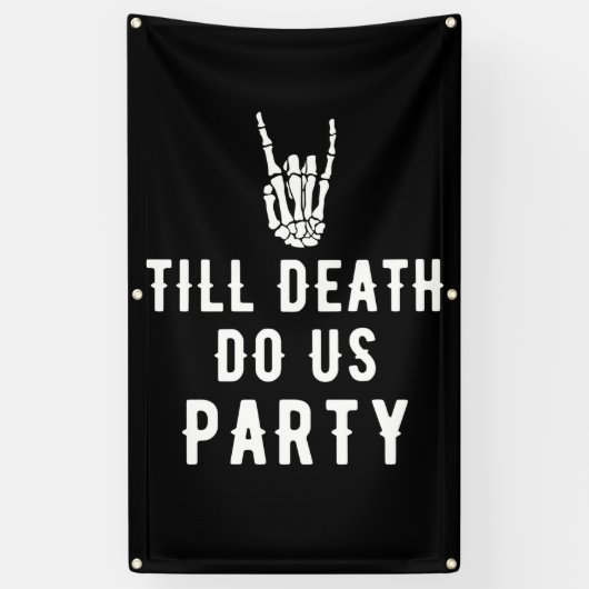 Till Death Do ons Party Black Tall Skeleton Party Spandoek (Verticaal)
