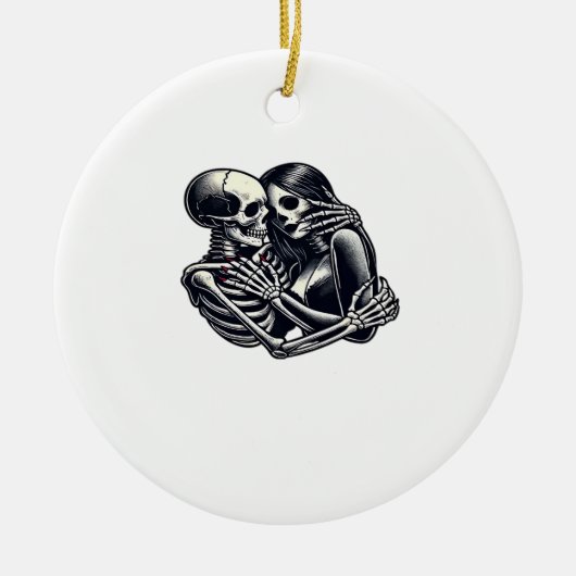 Till Death Do Us - Gothic Skeleton Couple Art Clas Keramisch Ornament (Voorkant)