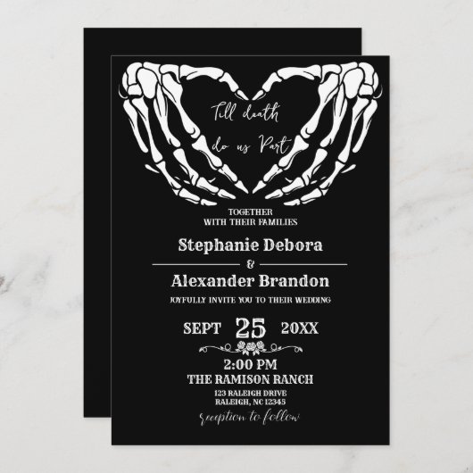 Till Death Do Us Halloween Mariage de carte gothiq (Devant / Derrière)