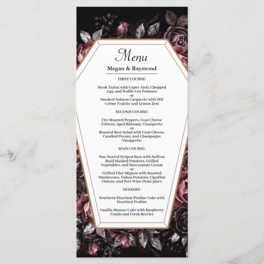 Till Death Do us Part Black Gothic Bruiloft Menu (Voorkant)