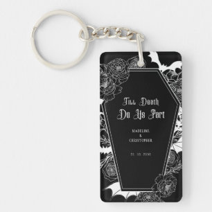 Till Death Do Us Part Gothic Bloemenfoto Huwelijk Sleutelhanger
