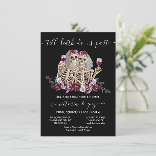 Till death do us Part Gothic Skeleton Brides bruil Kaart (Staand voorkant)