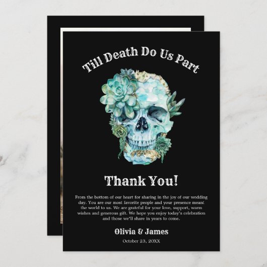 Till Death Do Us Part Gotische Halloween bruiloft Bedankkaart (Voorkant / Achterkant)