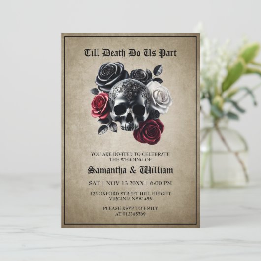 Till Death Do Us Part  Halloween bruiloft Kaart (Staand voorkant)