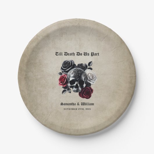 Till Death Do Us Part  Halloween bruiloft Papieren Bordje (Voorkant)