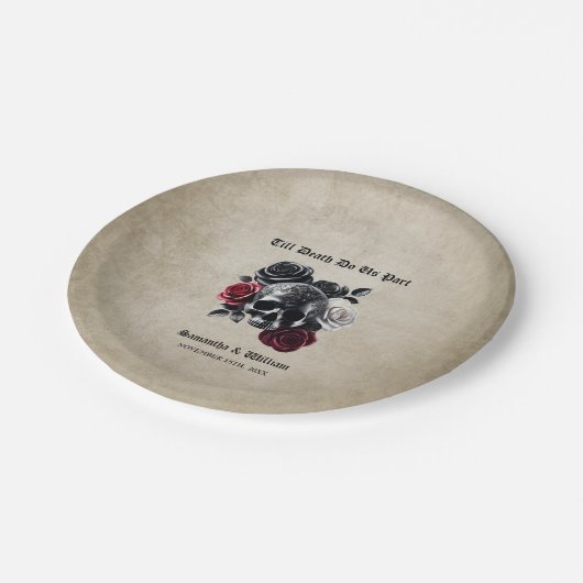 Till Death Do Us Part  Halloween bruiloft Papieren Bordje (Gekanteld)