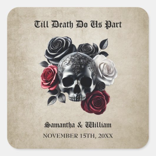 Till Death Do Us Part  Halloween bruiloft Vierkante Sticker (Voorkant)